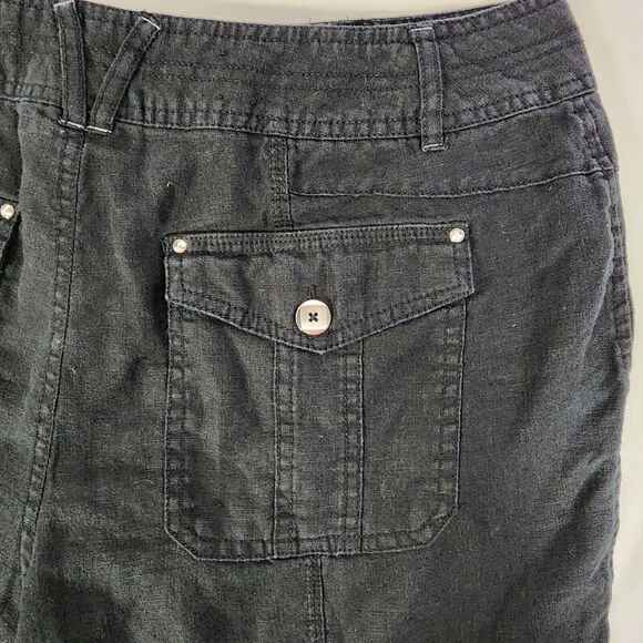 INC International Concepts Womens Shorts Sz 6 Black Casual 100% Linen Rhinestone - Picture 5 of 8
